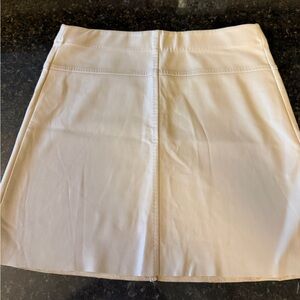 Women’s White Faux Leather A-Line Skirt